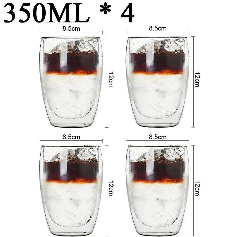 2-18PCS Double Wall Alto Borosilicato Tazze di vetro Tè resistente al calore, caffè, latte e succo di frutta, set da regalo drink bar creativo