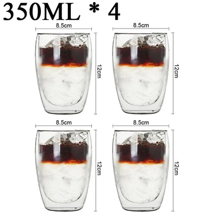 2-18PCS Double Wall Alto Borosilicato Tazze di vetro Tè resistente al calore, caffè, latte e succo di frutta, set da regalo drink bar creativo