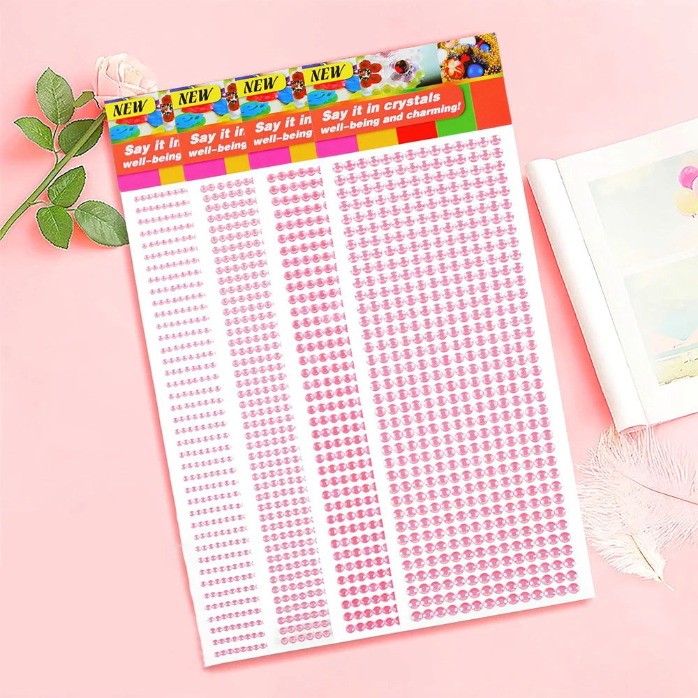 1040/900/504Pcs Adesivi autoadesivi in cristallo acrilico fai da te per telefono, carte e mestieri
