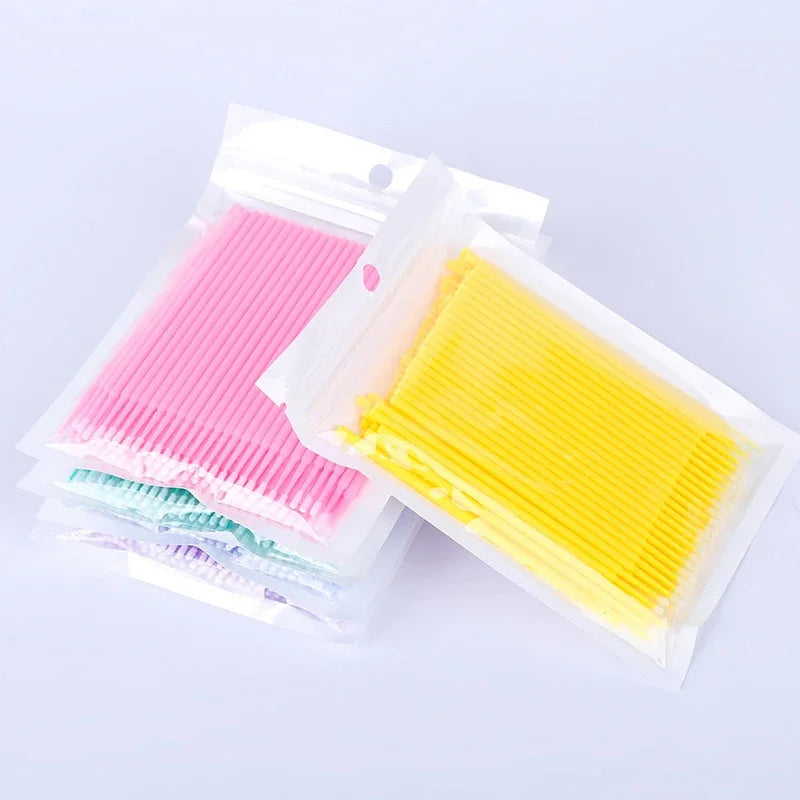 Spazzole per la pulizia delle ciglia 100PCS Micro Cotone Swabs per estensioni e la rimozione del trucco