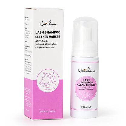 Natuhana 60ml Ciglia Shampoo Extension Mousse Lash Cleaning Schiuma per False Ciglia, Gentle e non irritante strumento di trucco