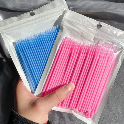 Spazzole per la pulizia delle ciglia 100PCS Micro Cotone Swabs per estensioni e la rimozione del trucco
