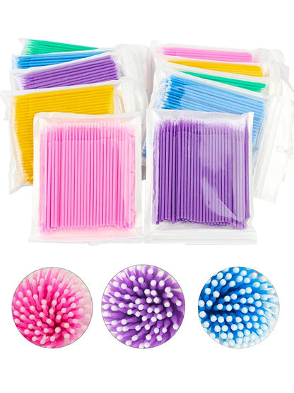 Spazzole per la pulizia delle ciglia 100PCS Micro Cotone Swabs per estensioni e la rimozione del trucco