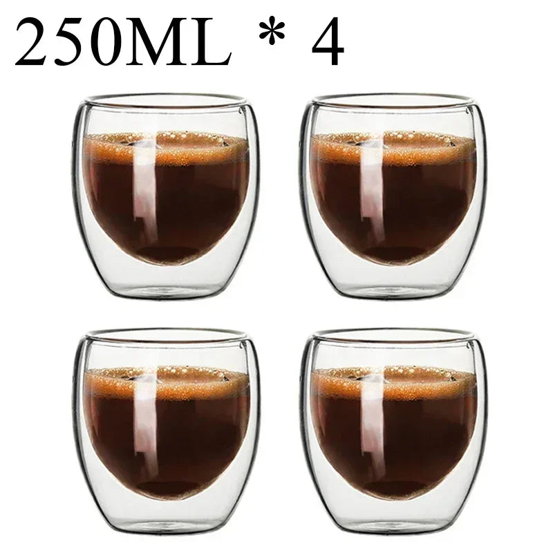 2-18PCS Double Wall Alto Borosilicato Tazze di vetro Tè resistente al calore, caffè, latte e succo di frutta, set da regalo drink bar creativo