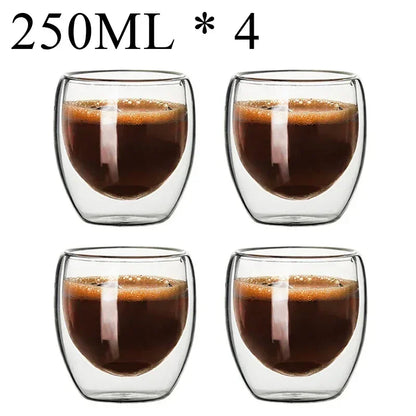 2-18PCS Double Wall Alto Borosilicato Tazze di vetro Tè resistente al calore, caffè, latte e succo di frutta, set da regalo drink bar creativo