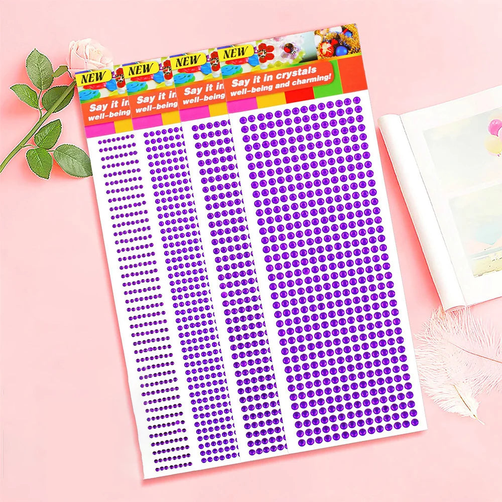 1040/900/504Pcs Adesivi autoadesivi in cristallo acrilico fai da te per telefono, carte e mestieri