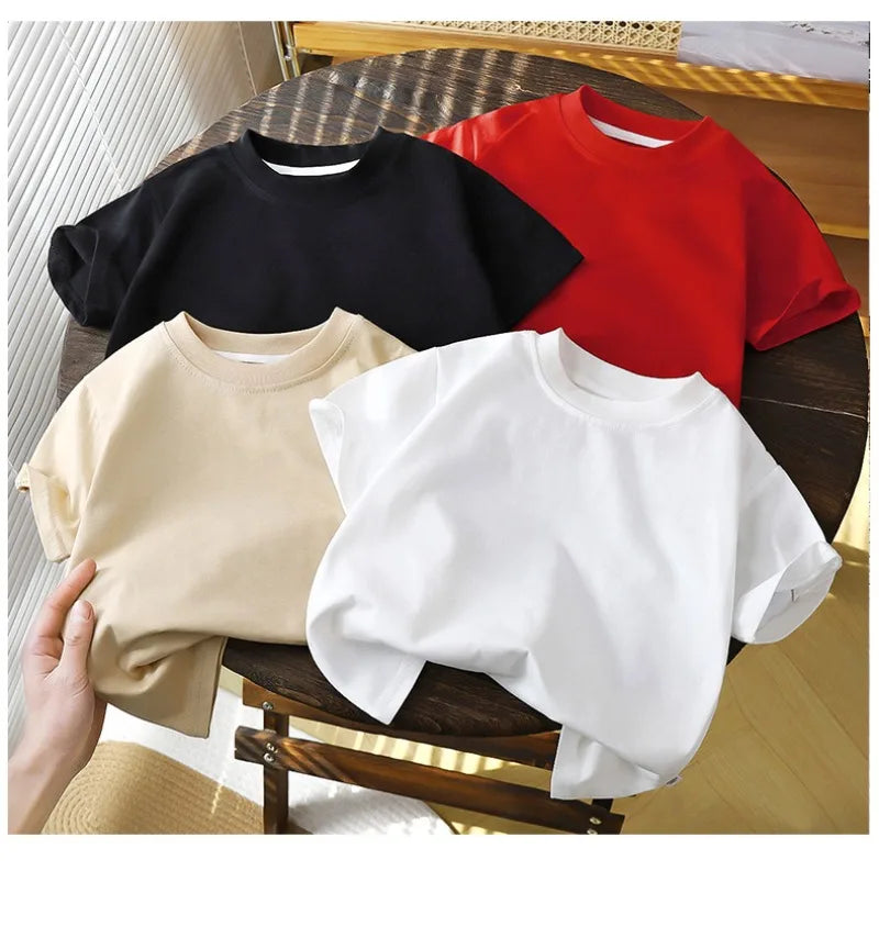 2-10Y Children’s Pure Cotton Short Sleeve Pullover T-Shirt – Baby Boys & Girls Summer Tops
