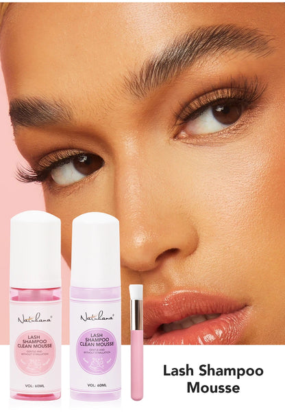 Natuhana 60ml Ciglia Shampoo Extension Mousse Lash Cleaning Schiuma per False Ciglia, Gentle e non irritante strumento di trucco