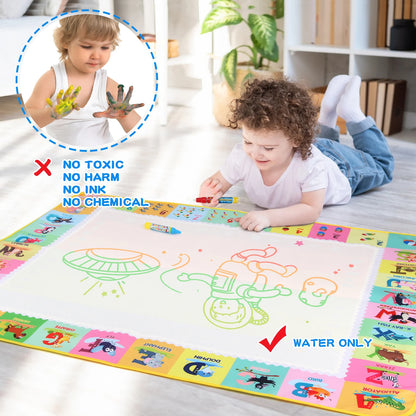 100x80CM Magic Water Drawing Mat – Reusable Doodle Board Montessori Educational Toy for Kids