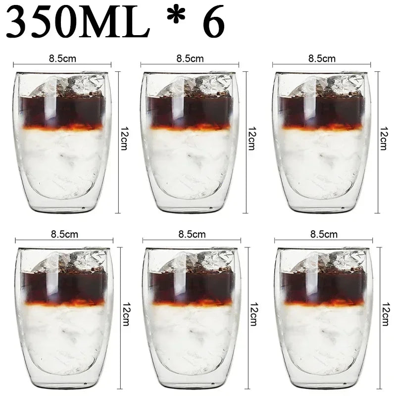 2-18PCS Double Wall Alto Borosilicato Tazze di vetro Tè resistente al calore, caffè, latte e succo di frutta, set da regalo drink bar creativo