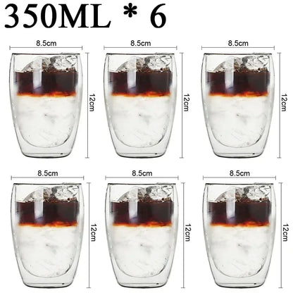 2-18PCS Double Wall Alto Borosilicato Tazze di vetro Tè resistente al calore, caffè, latte e succo di frutta, set da regalo drink bar creativo